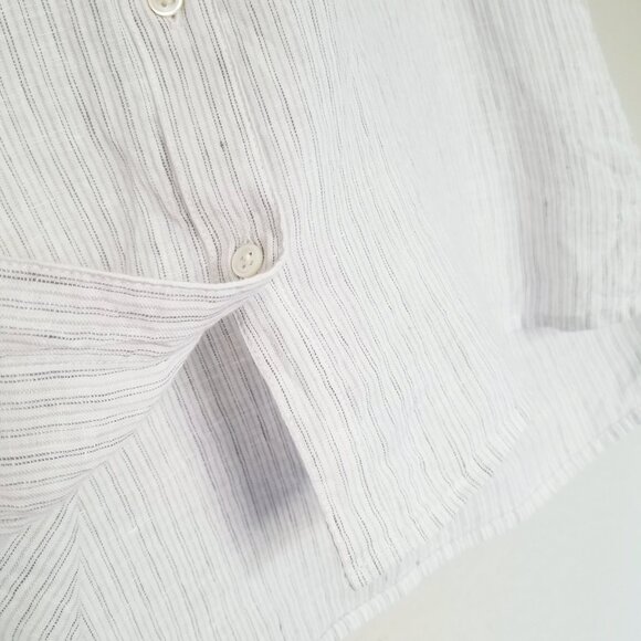 James Perse 100% Linen Striped Short Cap Sleeve Button Up Shirt White 0 XS $185 - Picture 11 of 16